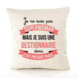 Housse de Coussin Premium gestionnaire Superwomen - Coton Canvas Fairtrade Beige Idée Cadeau Décoration Canapé