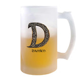 Verre à Bière Damien Lettre Viking | Chope de Bière Pinte | Idée Cadeau Prénom Motard Jeux de Rôle Vidéo Anniversaire Papa Collègue Départ Retraite Noël