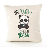 Housse de Coussin Premium Tessa Pas Touche Panda - Coton Canvas Fairtrade Beige Idée Cadeau Décoration Canapé 40x40