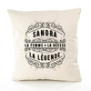 Housse de Coussin Premium Sandra Déesse légende Noire - Coton Canvas Fairtrade Beige Idée Cadeau Décoration Canapé