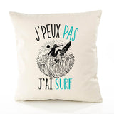 Housse de Coussin Premium Surf Version Blanc - Coton Canvas Fairtrade Beige Idée Cadeau Décoration Canapé