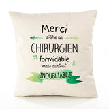 Housse de Coussin Premium Merci Chirurgien Inoubliable - Coton Canvas Fairtrade Beige Idée Cadeau Décoration Canapé