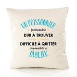 Housse de Coussin Premium Un Poissonnier Formidable - Coton Canvas Fairtrade Beige Idée Cadeau Décoration Canapé