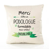 Housse de Coussin Premium Merci Podologue Inoubliable - Coton Canvas Fairtrade Beige Idée Cadeau Décoration Canapé