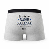 Caleçon Soren Un Super Collègue - Humour Boxer Gris Idée Cadeau