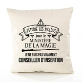 Housse de Coussin Premium conseiller d'insertion Ministère Magie Homme - Coton Canvas Fairtrade Beige Idée Cadeau Décoration Canapé