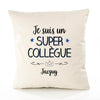 Housse de Coussin Premium Jacquy Un Super Collègue - Coton Canvas Fairtrade Beige Idée Cadeau Décoration Canapé 40x40