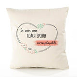 Housse de Coussin Premium Coach Sportif irremplaçable - Coton Canvas Fairtrade Beige Idée Cadeau Décoration Canapé
