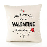 Housse de Coussin Premium Valentine d'amour - Coton Canvas Fairtrade Beige Idée Cadeau Décoration Canapé 40x40