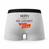 Caleçon Merci Aide Soignant Génial - Humour Boxer Gris Idée Cadeau