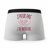 Caleçon Broderie - Humour Boxer Gris Idée Cadeau Passion