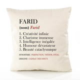 Housse de Coussin Premium Farid Définition - Coton Canvas Fairtrade Beige Idée Cadeau Décoration Canapé