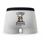 Caleçon Le Technicien Panda Grain - Humour Boxer Gris Idée Cadeau