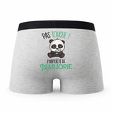 Caleçon Marjorie Pas Touche Panda - Humour Boxer Gris Idée Cadeau