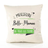 Housse de Coussin Premium Belle-Maman Meilleure Temps Femme - Coton Canvas Fairtrade Beige Idée Cadeau Décoration Canapé