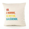 Housse de Coussin Premium Gil Mythe Légende Vintage - Coton Canvas Fairtrade Beige Idée Cadeau Décoration Canapé