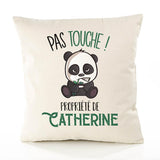 Housse de Coussin Premium Catherine Pas Touche Panda - Coton Canvas Fairtrade Beige Idée Cadeau Décoration Canapé 40x40