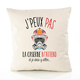 Housse de Coussin Premium caserne Pompier Version Blanc - Coton Canvas Fairtrade Beige Idée Cadeau Décoration Canapé