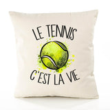 Housse de Coussin Premium C'est la Vie Blanc - Coton Canvas Fairtrade Beige Idée Cadeau Décoration Canapé