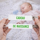 Attache tétine pour prénom Ambre – Reine de la tétine | Cadeau naissance bébé fille personnalisé