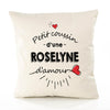 Housse de Coussin Premium Roselyne d'amour - Coton Canvas Fairtrade Beige Idée Cadeau Décoration Canapé 40x40