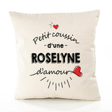Housse de Coussin Premium Roselyne d'amour - Coton Canvas Fairtrade Beige Idée Cadeau Décoration Canapé 40x40