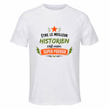 Maillot de Sport Homme Meilleur Historien Super Pouvoir Cadeau Anniversaire Noël Fête des Pères T-Shirt Respirant Polyester