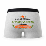 Caleçon Gris Meilleur Chauffagiste Super Pouvoir Cadeau Homme Boxer Humour Papa