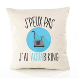 Housse de Coussin Premium aquabiking Version Blanc - Coton Canvas Fairtrade Beige Idée Cadeau Décoration Canapé