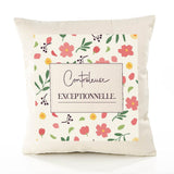Housse de Coussin Femme Contrôleuse exceptionnelle Motif Floral déco Salon canapé Chambre Cadeau Femme Anniversaire noël Coussin décoratif Motif Floral