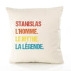 Housse de Coussin Premium Stanislas Mythe Légende Vintage - Coton Canvas Fairtrade Beige Idée Cadeau Décoration Canapé