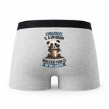 Caleçon Emmanuel Panda Grain - Humour Boxer Gris Idée Cadeau