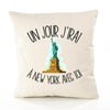 Housse de Coussin Premium New York avec toi - Coton Canvas Fairtrade Beige Idée Cadeau Décoration Canapé
