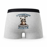 Caleçon Le Psychometricien Panda Grain - Humour Boxer Gris Idée Cadeau
