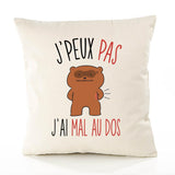 Housse de Coussin Premium Mal de Dos Version Blanc - Coton Canvas Fairtrade Beige Idée Cadeau Décoration Canapé