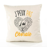Housse de Coussin Premium Chorale Version Blanc - Coton Canvas Fairtrade Beige Idée Cadeau Décoration Canapé