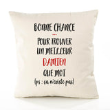 Housse de Coussin Premium Damien ça n'existe Pas Homme - Coton Canvas Fairtrade Beige Idée Cadeau Décoration Canapé