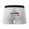 Caleçon Claudine d'amour - Humour Boxer Gris Idée Cadeau