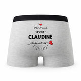 Caleçon Claudine d'amour - Humour Boxer Gris Idée Cadeau