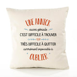 Housse de Coussin Premium Une Annick Aussi géniale - Coton Canvas Fairtrade Beige Idée Cadeau Décoration Canapé