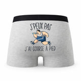 Caleçon Course A Pied - Humour Boxer Gris Idée Cadeau Passion
