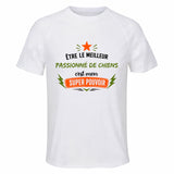 Maillot de Sport Homme Meilleur Passionne de Chiens Super Pouvoir Cadeau Anniversaire Noël Fête des Pères T-Shirt Respirant Polyester