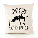Housse de Coussin Premium Saut en Hauteur Version Blanc - Coton Canvas Fairtrade Beige Idée Cadeau Décoration Canapé