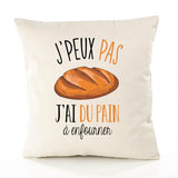 Housse de Coussin Premium Pain à enfourner Version Blanc - Coton Canvas Fairtrade Beige Idée Cadeau Décoration Canapé