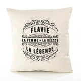 Housse de Coussin Premium FLAVIE Déesse légende Noire - Coton Canvas Fairtrade Beige Idée Cadeau Décoration Canapé