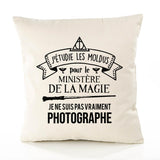 Housse de Coussin Premium Photographe Grand cru - Coton Canvas Fairtrade Beige Idée Cadeau Décoration Canapé