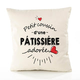 Housse de Coussin Premium Patissiere d'amour - Coton Canvas Fairtrade Beige Idée Cadeau Décoration Canapé 40x40