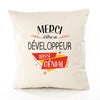 Housse de Coussin Premium Merci Développeur Génial - Coton Canvas Fairtrade Beige Idée Cadeau Décoration Canapé