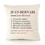 Housse de Coussin Premium Jean-Bernard Définition - Coton Canvas Fairtrade Beige Idée Cadeau Décoration Canapé 40x40