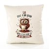 Housse de Coussin Premium Lia Chouette Grain - Coton Canvas Fairtrade Beige Idée Cadeau Décoration Canapé 40x40